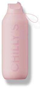 Sticlă termos Chilly's Bottles - roz pal 500ml, colecția Series 2 Flip