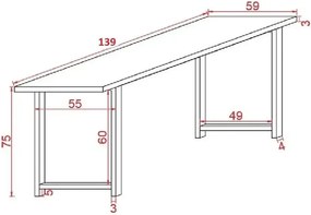 Masa bucatarie  lemn,Solid Wood, natural-negru,140x60x75 cm, 30077