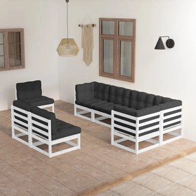 3076675 vidaXL Set mobilier de grădină cu perne, 8 piese, lemn masiv de pin