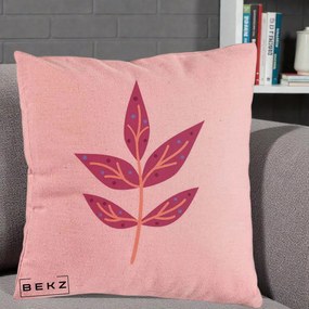 Perna Decorativa Ramura Botanica Mov, 40x40 cm, Roz, Husa Detasabila, Perna Inclusa, BEKZ®