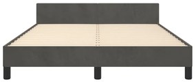 Cadru de pat cu tablie, gri inchis, 140x190 cm, catifea Morke gra, 140 x 190 cm, Culoare unica si cuie de tapiterie