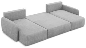 Colțar gri deschis extensibil/cu spațiu de depozitare cu tapițerie din chenille (în formă de "U") Lilo – Makamii