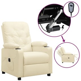 vidaXL Fotoliu rabatabil electric, crem, piele ecologică