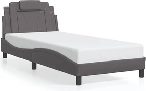 vidaXL Cadru de pat, Viana, fără saltea, gri, 90x190 cm, piele ecologică