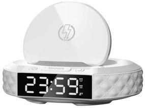 Immax 08983L - Ceas deșteptător cu LCD și încărcător wireless Qi 27W/9V alb
