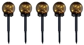 SET 5x lampă LED solară 5xLED/0,12W/1,2V 3000K IP44 negru