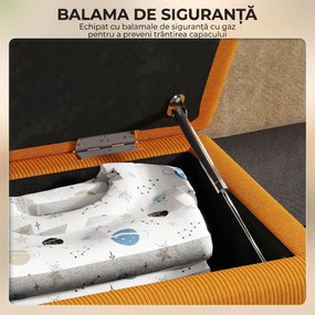 HOMCOM Cutie de Depozitare Otomană Modernă cu Picioare din Lemn, Suportă până la 120KG, pentru Living, Portocaliu | Aosom Romania