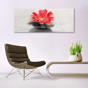 Tablou pe sticla Pietrele de flori Arta Orange Gray