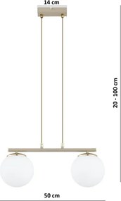 Brilagi - Lustră pe cablu MILO 2xE27/60W/230V bej/auriu