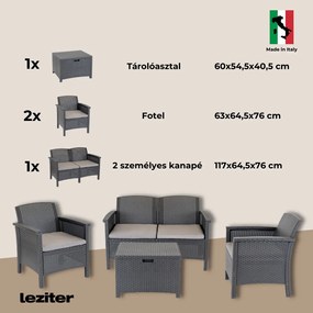 Set de mobilier de grădină Venus cu 4 locuri, maro