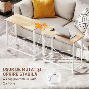 HOMCOM Masă pliabilă de 80 cm pe roți - Ton natural | Aosom Romania