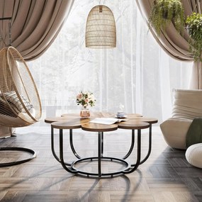 MAI21 - Masuta de cafea, 100 cm, masa living, stil industrial - Maro - Negru