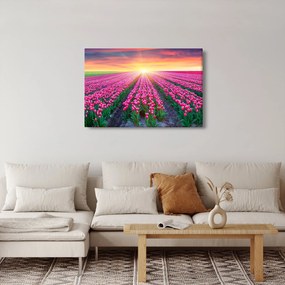 Tablou cu câmp de lalele cu soare (90x60 cm)