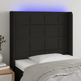 3124040 vidaXL Tăblie de pat cu LED, negru, 103x16x118/128 cm, textil