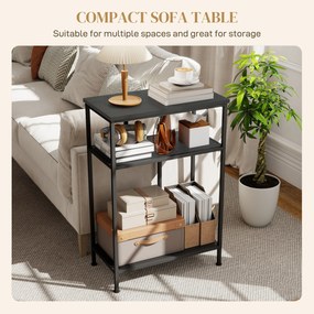 HOMCOM Consolă cu 3 Rafturi din Metal și Lemn, 55x30x81 cm, Negru | Aosom Romania