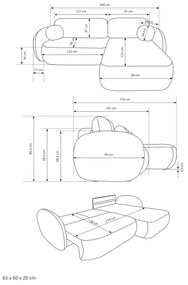 Canapea colțar extensibilă OLBIA, în formă de L, stânga, bej, cu spațiu de depozitare