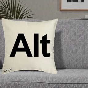 Perna Personalizata Tasta Alt Tipografie Bold, 40x40 cm, Ecru, Husa Detasabila, Perna Inclusa, BEKZ®