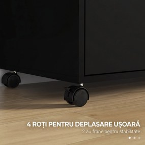 Vinsetto Dulap Mobil de Birou cu 2 Sertare pentru Dosare Rafturi Deschise PAL Manere Oțel Roti Blocare 80x40x66cm Negru | Aosom Romania