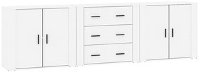 3185401 vidaXL Servante, 3 piese, alb extralucios, lemn prelucrat
