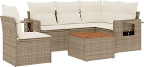 vidaXL Set canapele de grădină cu perne, 6 piese, bej, poliratan