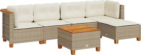 vidaXL Set canapele de grădină cu perne, 6 piese, bej, poliratan
