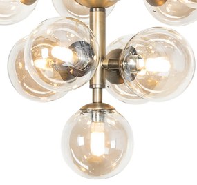 Lampă suspendată din bronz cu sticlă chihlimbar cu 13 lumini - Bianca