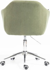 HR832K Scaun Catifea Reiată Premium culoare verde salvie cu Bază Cromata