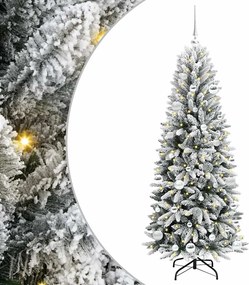 vidaXL Brad de Crăciun artificial cu 150 LED cu suport Alb 150 cm