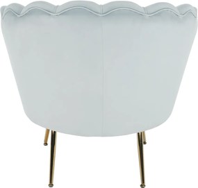 Fotoliu în stil Art-deco, catifea Velvet gri-albastru/crom auriu, NOBLIN