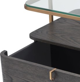 Masuta laterala cu sertar design elegant LUX Augusto cafeniu 114214 HZ