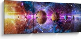 Tablou - Sistemul solar (cu ceas) (90x30 cm)