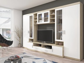 Zondo Mobilier living Porton (Stejar sonoma + Alb) (fără iluminat). 610094