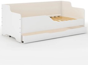 Pat universal pentru copii, alb, cu sertar, 160 x 80 cm