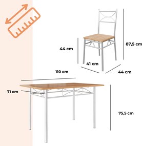 Casaria Set de mese de dining PAUL, 5 bucăți, maro natural