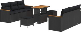 vidaXL Set de canapele pentru grădină 9 pcs Negru poliratan