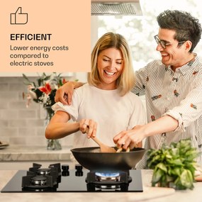 Klarstein Goldflame 3, plită pe gaz, 3 arzătoare, arzătoare Messing, sticlă ceramică