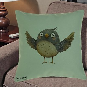 Perna Decorativa Pasare cu Aripi Intinse, 40x40 cm, Verde, Husa Detasabila, Perna Inclusa, BEKZ®