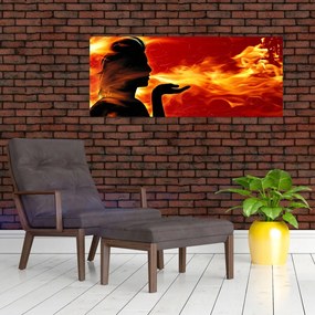 Tablou femeii în foc (120x50 cm)