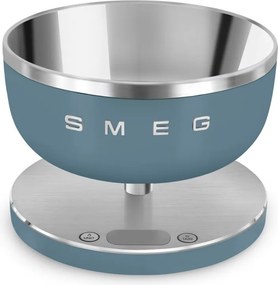 Cantar de bucatarie Smeg Collezione KSC01SBMWW, Pana la 5 kg/5 l, Functie TARA, Afisaj LED, Baza antiderapanta, Baterie reincarcabila, Albastru cenusiu