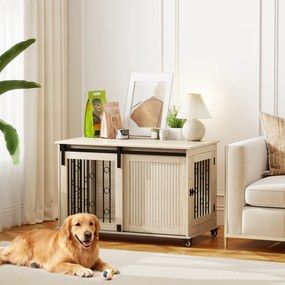 PawHut Cușcă pe roți, ușă culisantă, 100 x 56 x 65 cm, lemn, oțel | Aosom Romania