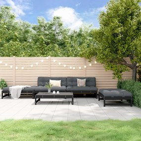 3186638 vidaXL Set Set mobilier relaxare grădină 5 piese negru lemn masiv pin