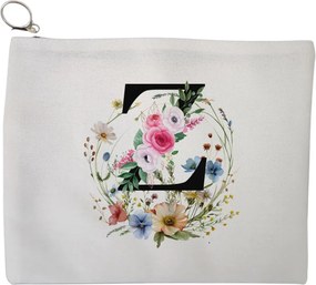 Portfard Cosmetice tip Plic, Cu litera Z in Coronita Florala, 23x18 cm, Alb, BEKZ®