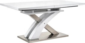 Masa extensibila SANDOR 2, alb/crom, sticla securizata/otel, 160/220x9