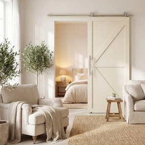 HOMCOM 152CM Kit feronerie ușă culisantă tip hambar, șină pentru ușă lățime 76 cm, grosime 30 mm, argintiu | Aosom Romania