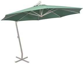vidaXL Umbrelă de soare suspendată 350 cm, stâlp de aluminiu, verde
