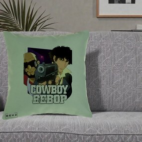 Perna Personalizata Cowboy Bebop Spike si Jet Poster, 40x40 cm, Verde, Husa Detasabila, Perna Inclusa, BEKZ®