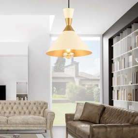 Pendul cu cablu MONZA 1x E27/40W/230V Ø 25 cm crem/auriu