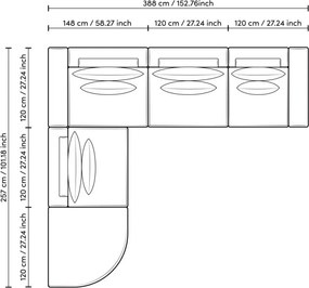 Canapea modulara design LUX Lounge Club, Nuoro greige