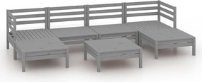 vidaXL Set mobilier de grădină, 7 piese, gri, lemn masiv de pin