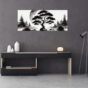 Tablou – Bonsai alb-negru (120x50 cm)